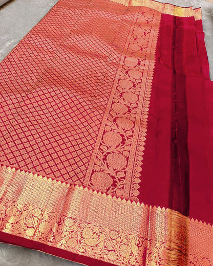 Banarasi Silk Saree with Rich Golden Zari Woven Border & Traditional Butta | Festive, Wedding & Party Wear Saree