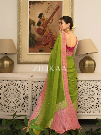 Soft Banarasi Silk Saree with Rich Zari Woven Border & Running Blouse | Wedding, Festive & Party Wear | 5 Colors