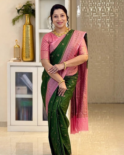 Soft Silk Saree for Women | Zari Woven Border Traditional Party Wear Saree | Wedding & Festive Designer Saree