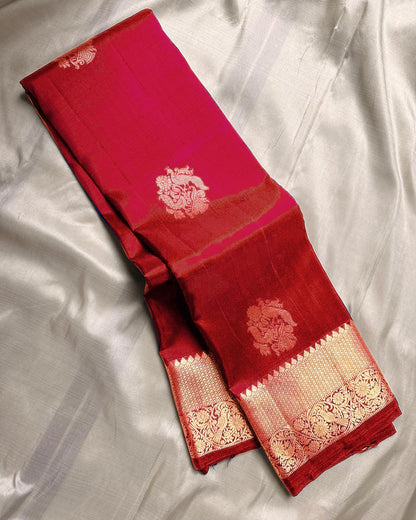 Banarasi Silk Saree with Rich Golden Zari Woven Border & Traditional Butta | Festive, Wedding & Party Wear Saree
