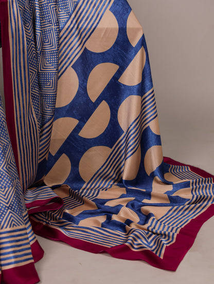 Elegant Dull Satin Fancy Printed Saree with Unstitched Blouse | Soft & Lightweight Party Wear Saree