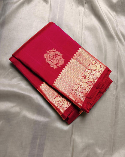 Banarasi Silk Saree with Rich Golden Zari Woven Border & Traditional Butta | Festive, Wedding & Party Wear Saree