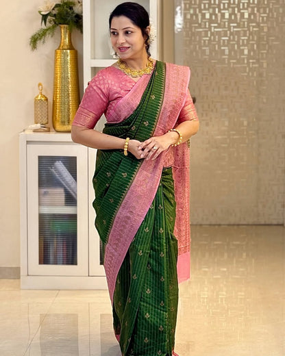 Soft Silk Saree for Women | Zari Woven Border Traditional Party Wear Saree | Wedding & Festive Designer Saree