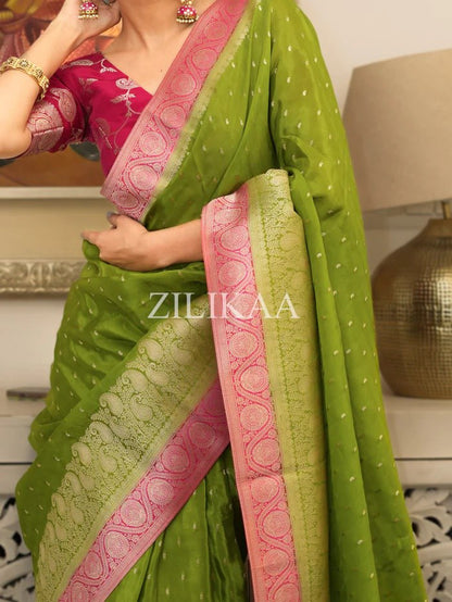 Soft Banarasi Silk Saree with Rich Zari Woven Border & Running Blouse | Wedding, Festive & Party Wear | 5 Colors