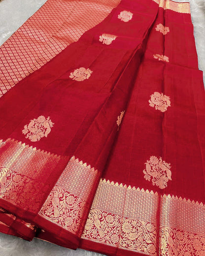 Banarasi Silk Saree with Rich Golden Zari Woven Border & Traditional Butta | Festive, Wedding & Party Wear Saree