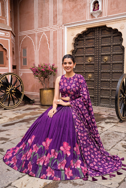 Premium Dola Silk Floral Print Lehenga Choli with Designer Dupatta | Wedding & Festive Wear