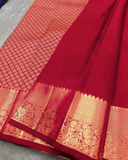 Banarasi Silk Saree with Rich Golden Zari Woven Border & Traditional Butta | Festive, Wedding & Party Wear Saree