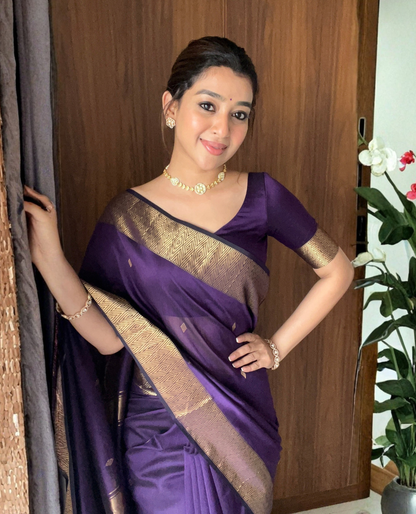 Bollywood-inspired purple Nayanthara Saree