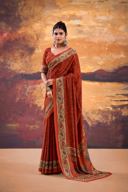 Elegant Printed Crepe Saree Collection | Soft Lightweight Daily, Office & Festive Wear (4 Colors)