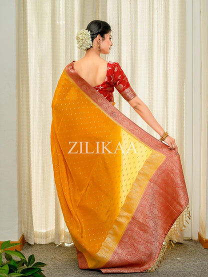 Soft Banarasi Silk Saree with Rich Zari Woven Border & Running Blouse | Wedding, Festive & Party Wear | 5 Colors
