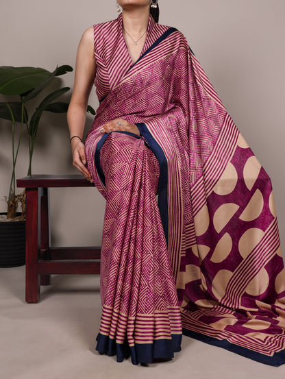Elegant Dull Satin Fancy Printed Saree with Unstitched Blouse | Soft & Lightweight Party Wear Saree