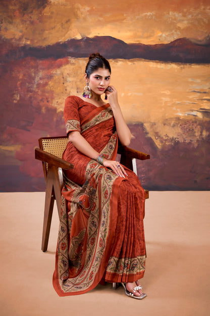 Elegant Printed Crepe Saree Collection | Soft Lightweight Daily, Office & Festive Wear (4 Colors)