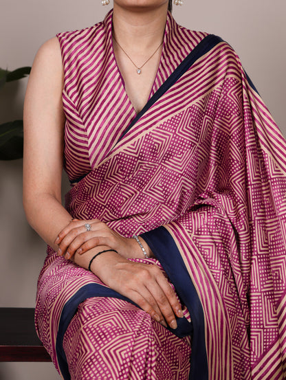 Elegant Dull Satin Fancy Printed Saree with Unstitched Blouse | Soft & Lightweight Party Wear Saree