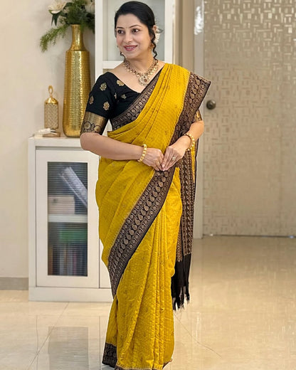 Soft Silk Saree for Women | Zari Woven Border Traditional Party Wear Saree | Wedding & Festive Designer Saree