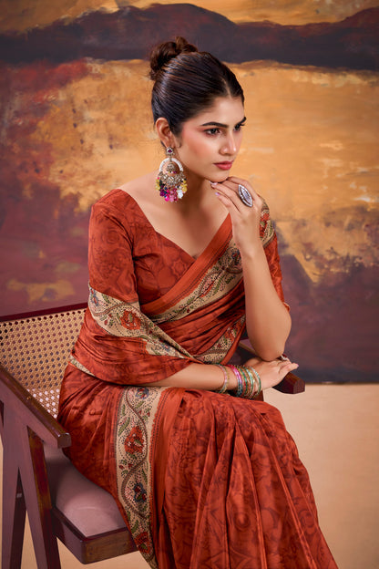 Elegant Printed Crepe Saree Collection | Soft Lightweight Daily, Office & Festive Wear (4 Colors)