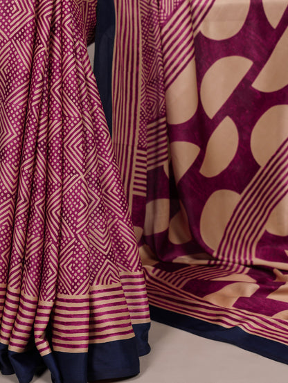 Elegant Dull Satin Fancy Printed Saree with Unstitched Blouse | Soft & Lightweight Party Wear Saree