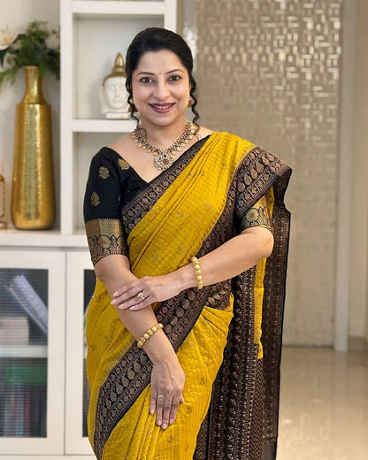 Soft Silk Saree for Women | Zari Woven Border Traditional Party Wear Saree | Wedding & Festive Designer Saree