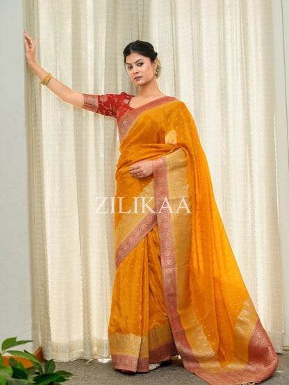 Soft Banarasi Silk Saree with Rich Zari Woven Border & Running Blouse | Wedding, Festive & Party Wear | 5 Colors