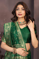 Classic Bottle Green Banarasi Silk Saree with Intricate Zari Border and Pallu