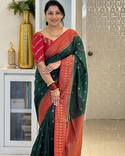 Soft Silk Saree for Women | Zari Woven Border Traditional Party Wear Saree | Wedding & Festive Designer Saree