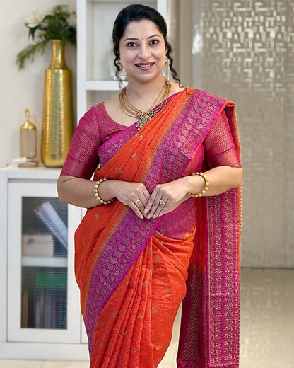Soft Silk Saree for Women | Zari Woven Border Traditional Party Wear Saree | Wedding & Festive Designer Saree