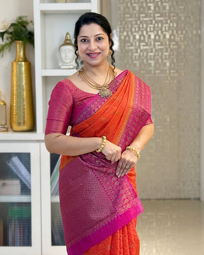Soft Silk Saree for Women | Zari Woven Border Traditional Party Wear Saree | Wedding & Festive Designer Saree