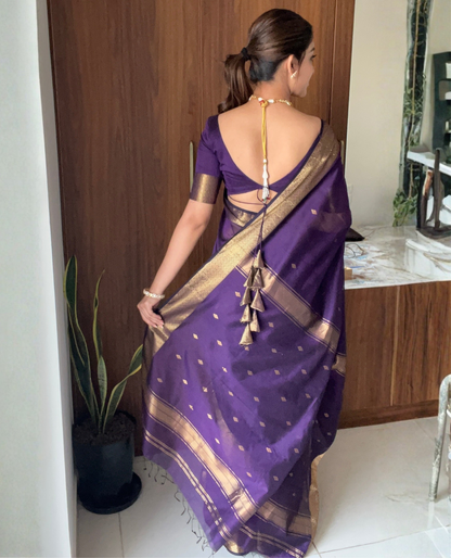 Bollywood-inspired purple Nayanthara Saree