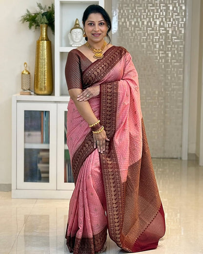 Soft Silk Saree for Women | Zari Woven Border Traditional Party Wear Saree | Wedding & Festive Designer Saree