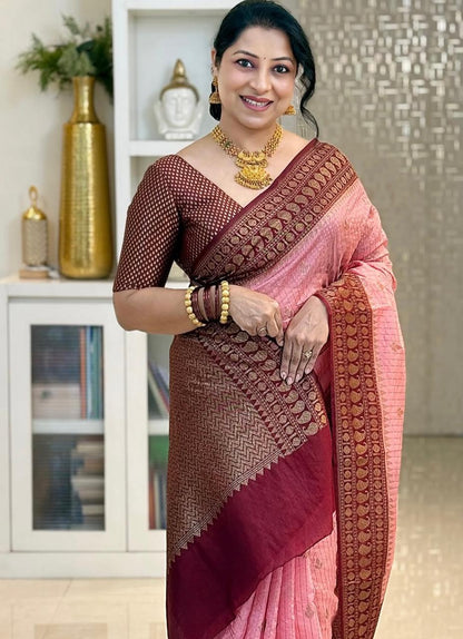 Soft Silk Saree for Women | Zari Woven Border Traditional Party Wear Saree | Wedding & Festive Designer Saree
