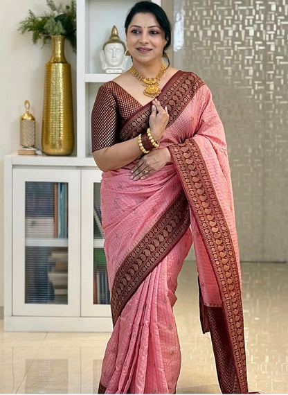 Soft Silk Saree for Women | Zari Woven Border Traditional Party Wear Saree | Wedding & Festive Designer Saree