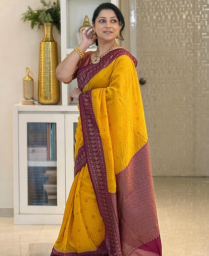 Soft Silk Saree for Women | Zari Woven Border Traditional Party Wear Saree | Wedding & Festive Designer Saree