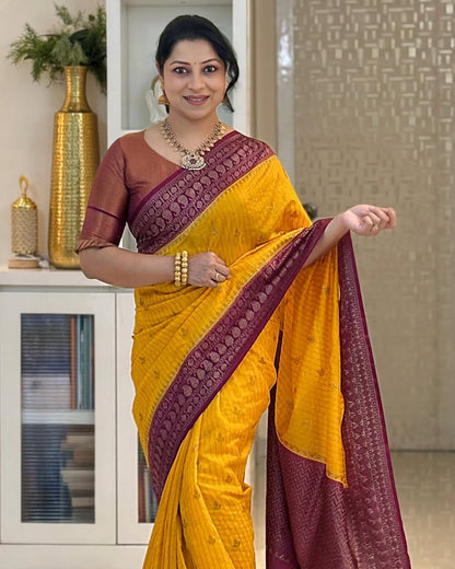Soft Silk Saree for Women | Zari Woven Border Traditional Party Wear Saree | Wedding & Festive Designer Saree