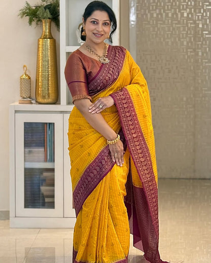 Soft Silk Saree for Women | Zari Woven Border Traditional Party Wear Saree | Wedding & Festive Designer Saree
