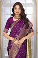 Royal Purple Banarasi Silk Saree with Rich Golden Zari Work