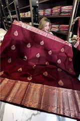 Adorable Wine Soft Silk Saree With Evocative Blouse Piece