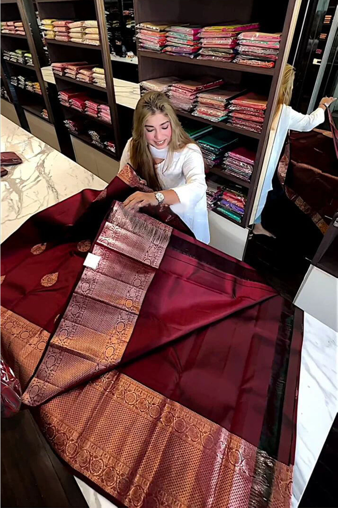 Adorable Wine Soft Silk Saree With Evocative Blouse Piece