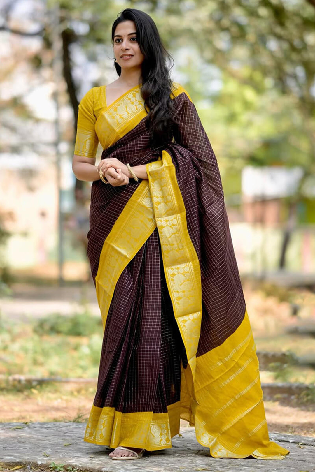 Amazing Brown Soft Silk Saree With Captivating Blouse Piece