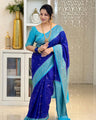 Skinny Blue Soft Silk Saree With Blouse Piece