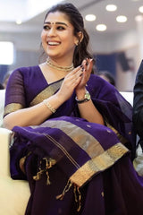 Bollywood Style Purple Silk Saree With Majestic Blouse Piece