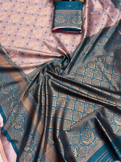 Blue Soft Silk Saree With Adorable Blouse Piece