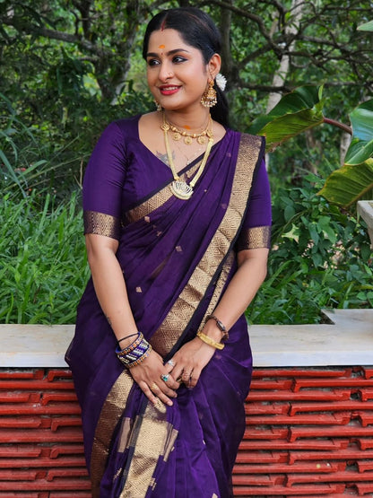 Linen Cotton Silk Saree With Rich Weaving Jacquard Border & Trendy Grand Pallu