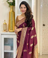 Banarasi Soft Silk Saree With Gold Zari Weaving & Minimal Charm