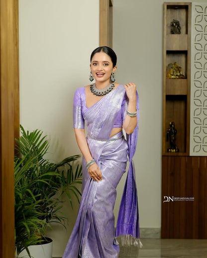 Graceful Banarasi Soft Silk Saree With Minimal Design & Stunning Hue