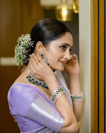 Graceful Banarasi Soft Silk Saree With Minimal Design & Stunning Hue