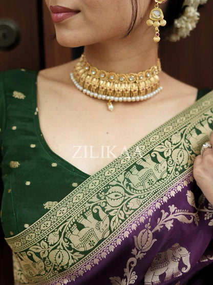 Radiant Banarasi Soft Silk Saree With Minimal Elegance & Rich Finish