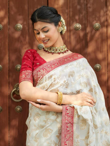 Radiant Banarasi Soft Silk Saree With Minimal Elegance & Rich Finish