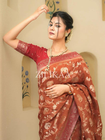 Radiant Banarasi Soft Silk Saree With Minimal Elegance & Rich Finish