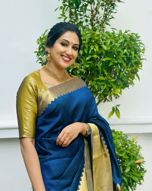 Majestic Banarasi Soft Silk Saree With Elegant Minimal Design