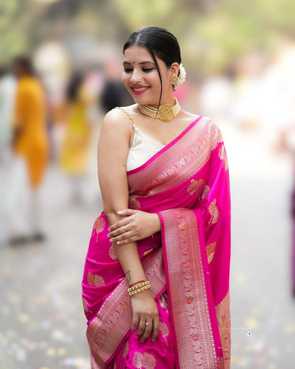 Regal Banarasi Soft Silk Saree With Classic Minimal Design