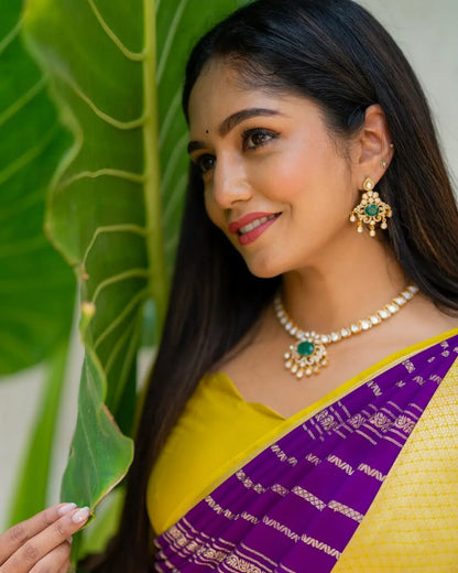 Banarasi Soft Silk Saree With Gold Zari Weaving & Minimal Elegance
